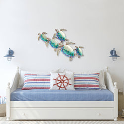 Sea Turtle Wall Decor Group Of Five, w/ Capiz, Outdoor Safe
