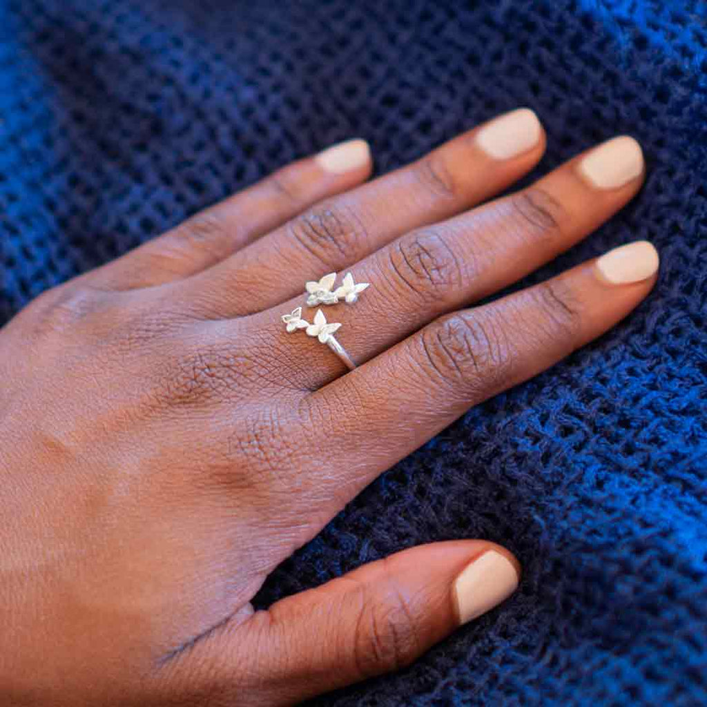 Adjustable Butterfly Cluster Ring: Bronze