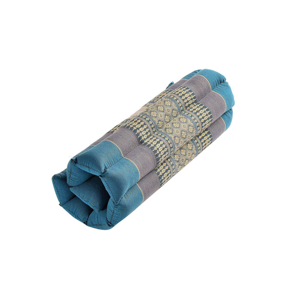 Zafuko Rollable Yoga & Meditation Cushion: Burgundy/Blue / Large