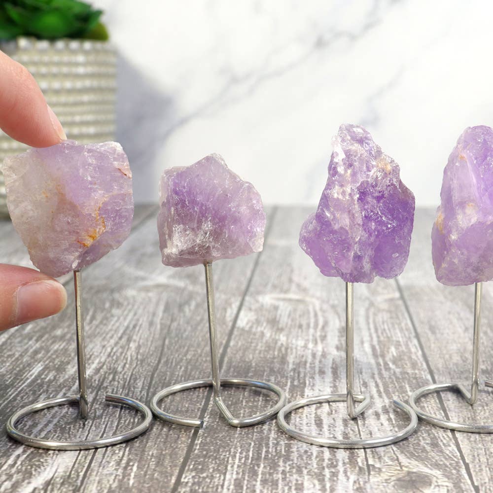 Mini Amethyst on Silver Metal Base - Amethyst Décor