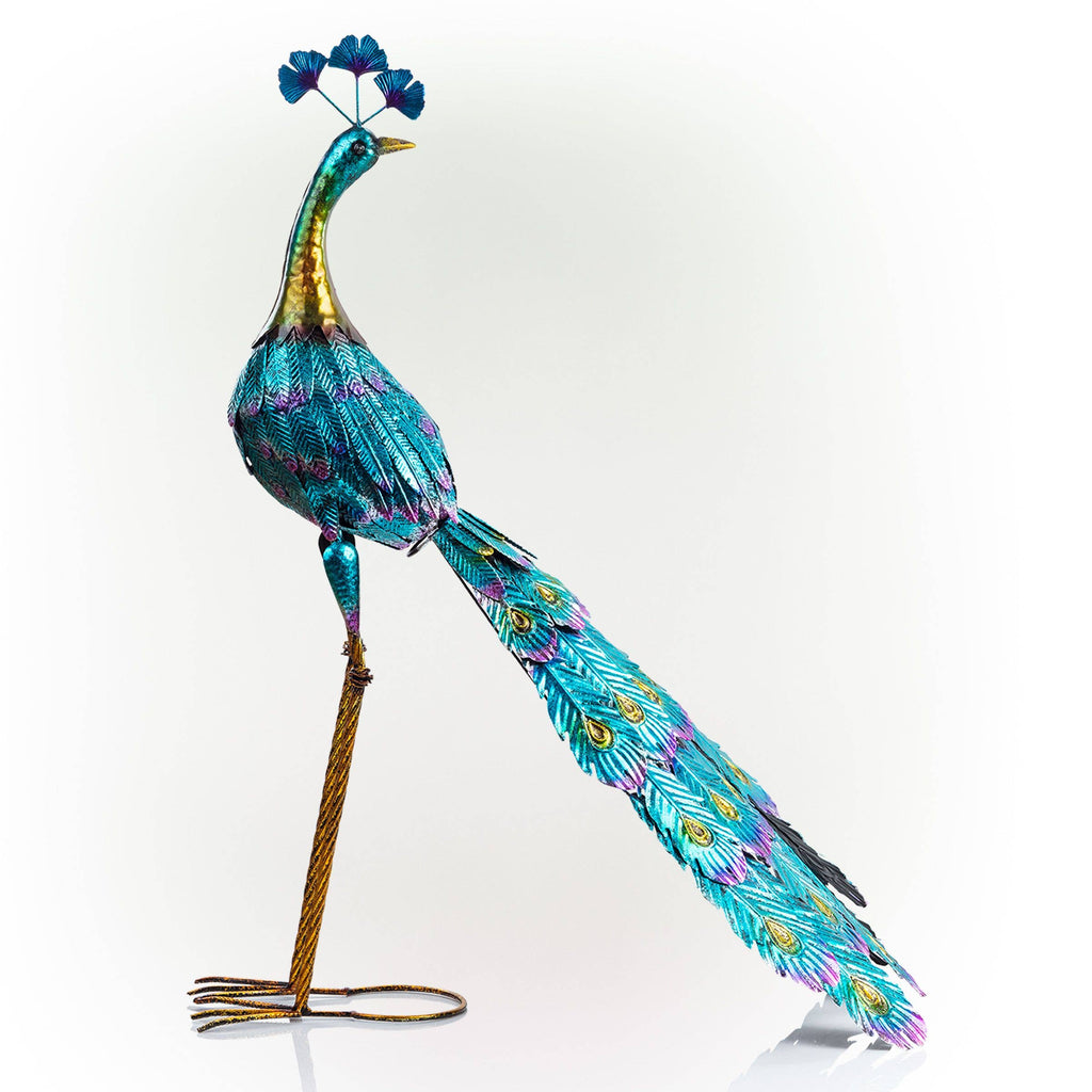 Alpine Corporation Graceful Metal Peacock Garden Decor