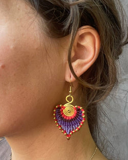 Macrame Leaf Earrings: Green