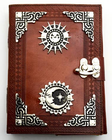 Sun and Moon Leather Embossed Journal