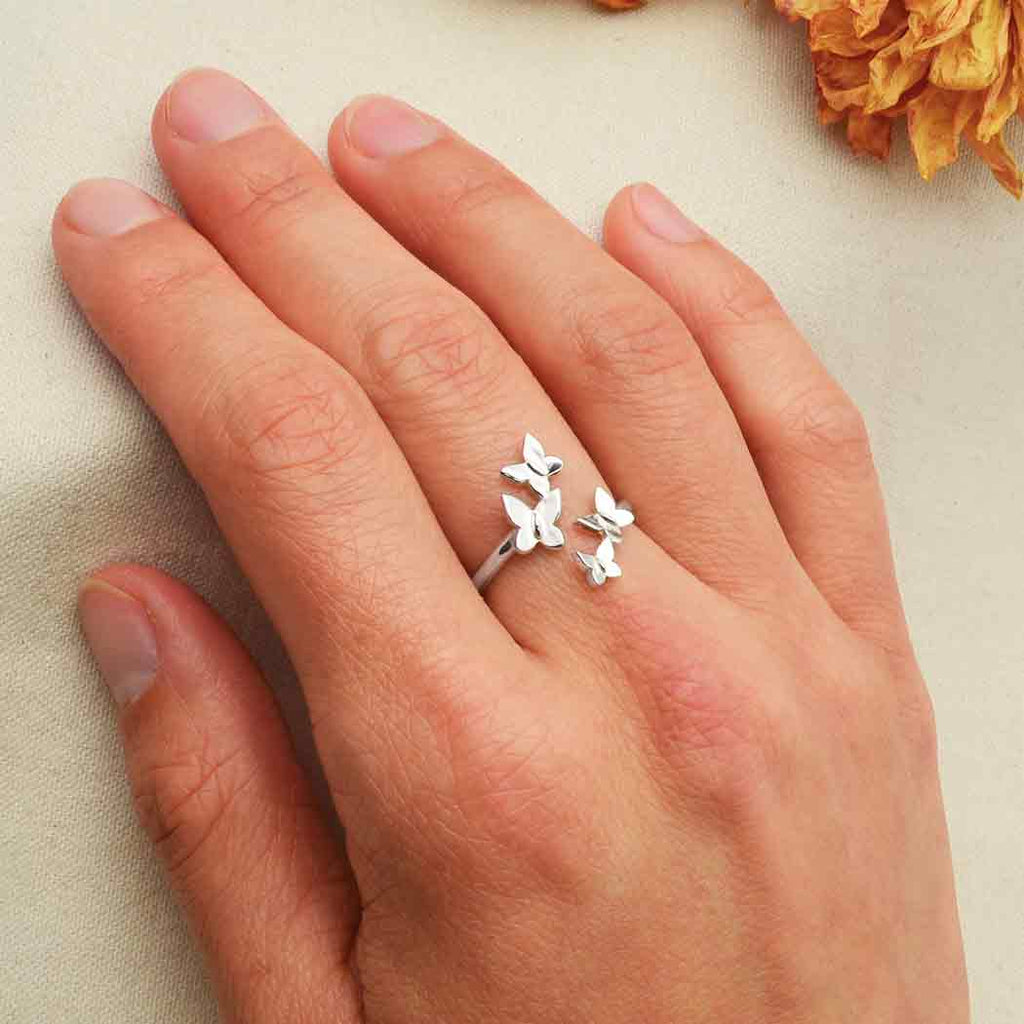 Adjustable Butterfly Cluster Ring: Bronze