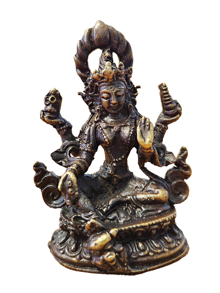 Bronze Statues Tara Buddha Kuber Laxmi: 2”x1.5” / White Tara