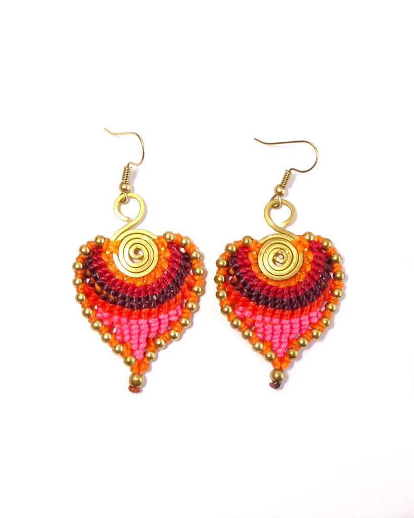 Macrame Leaf Earrings: Purple