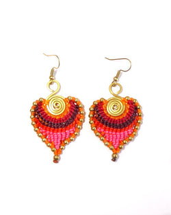 Macrame Leaf Earrings: Pink