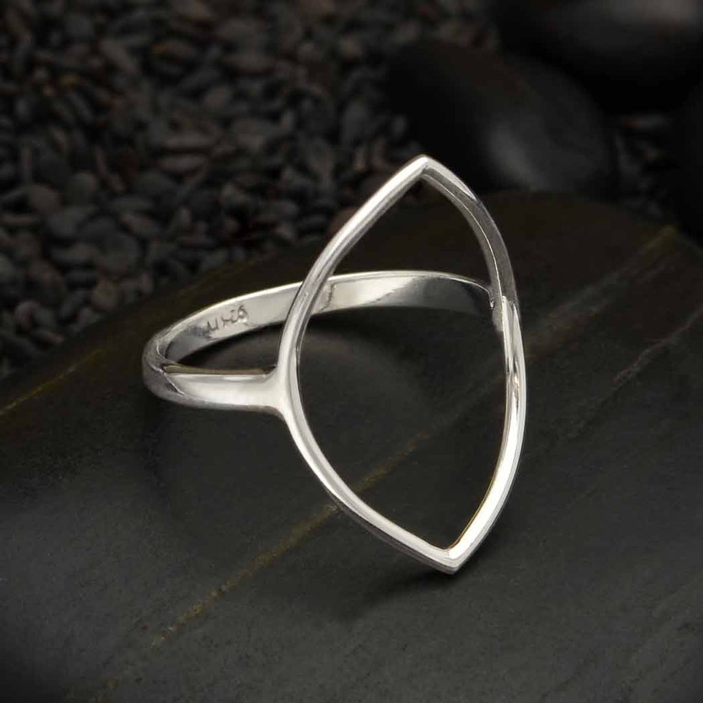 Sterling Silver large Marquis Wire Ring: 6