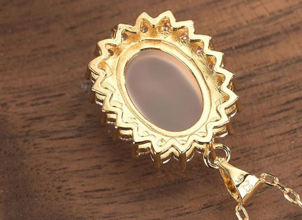 White Jade With Zircon Necklace
