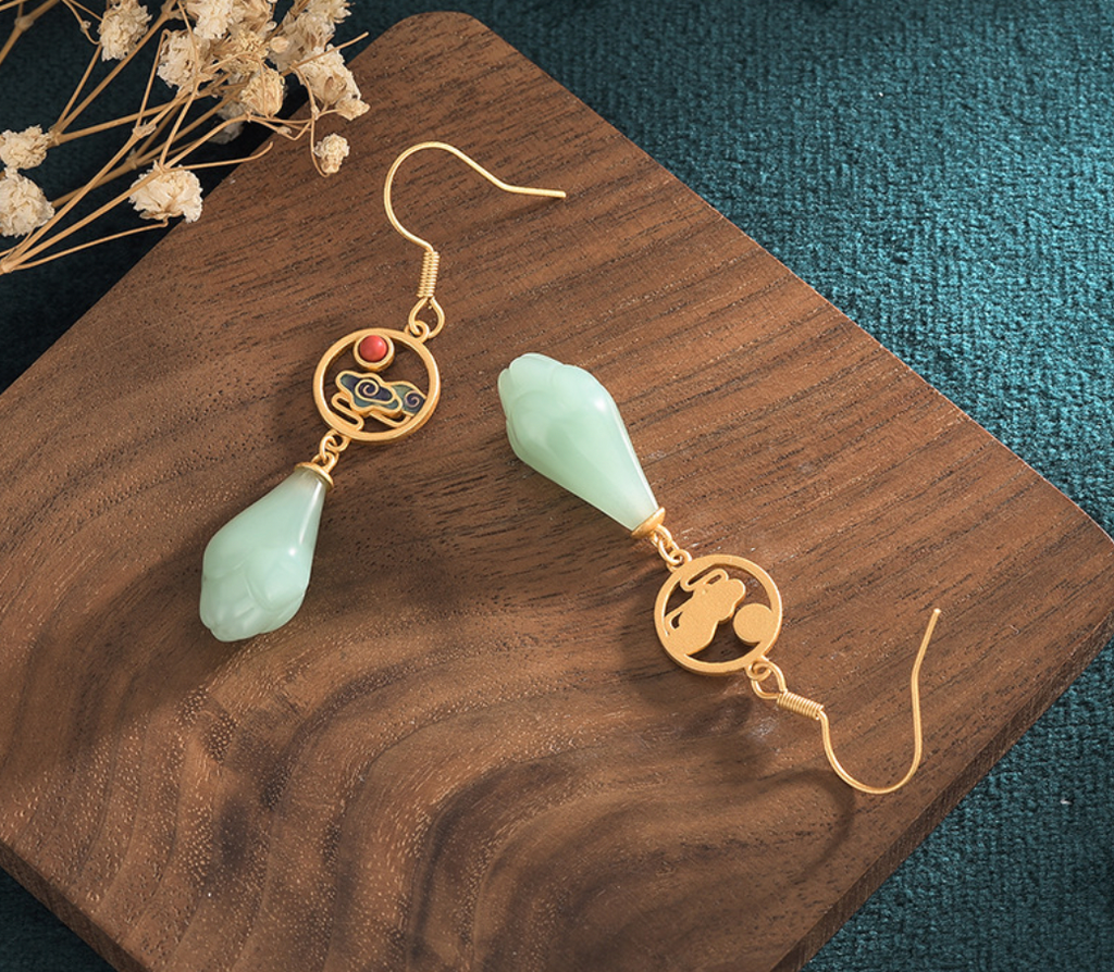 Chinese Style Enamel  Sunrise Earrings