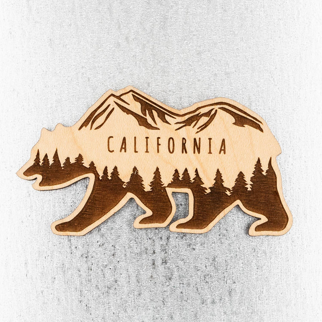 California Bear Wood Magnet