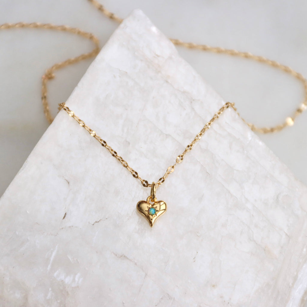 Opal Dainty Heart Necklace
