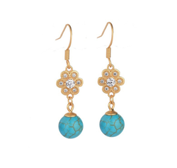 Turquoise with Crystal Flowers Earrings
