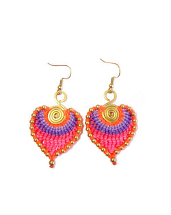 Macrame Leaf Earrings: Purple
