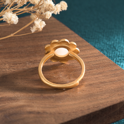 Jade Flower Asian Style Open Ring