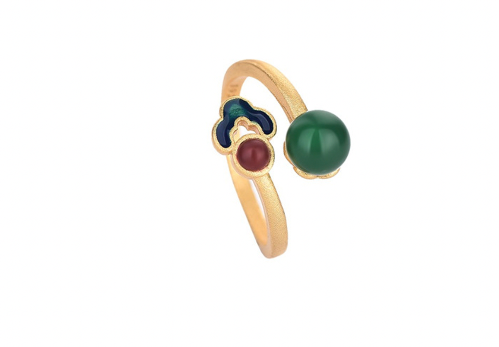 Enamel Cloud on Chalcedony Ring