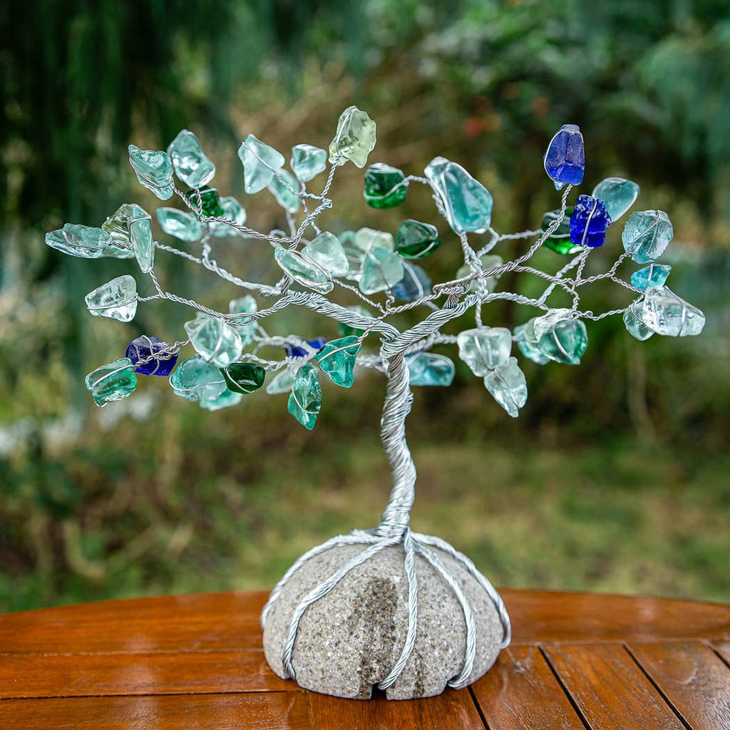 Sea Glass Tree of Life on Rock 12