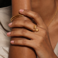 Double lotus open ring