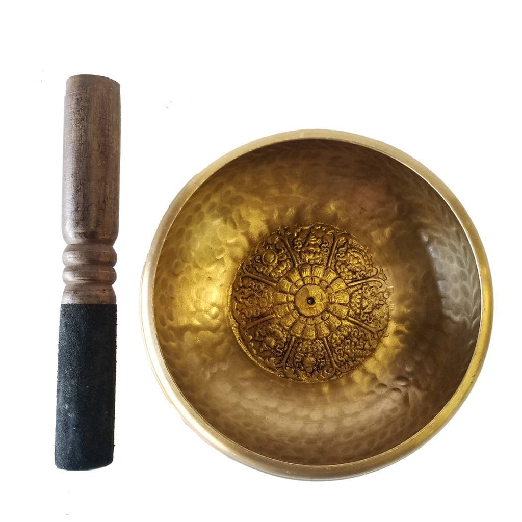 Hammered Carved Tibetan Singing Bowl: (5.5