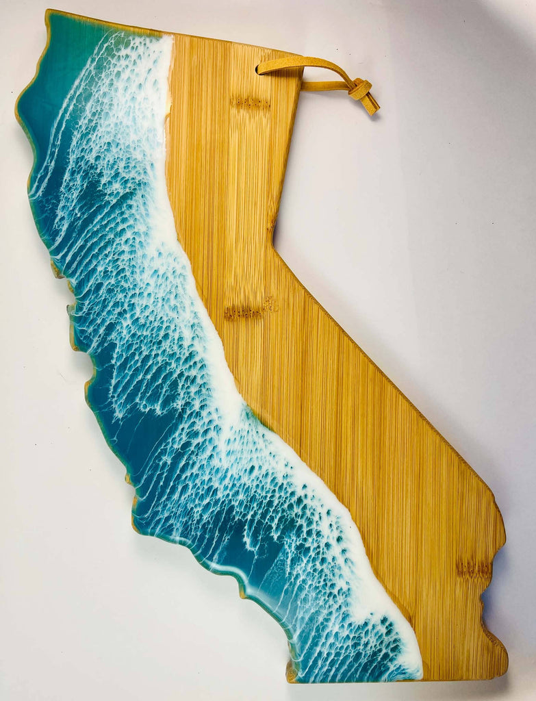 Ocean California State Cutting Board: Aqua