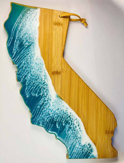 Ocean California State Cutting Board: Aqua