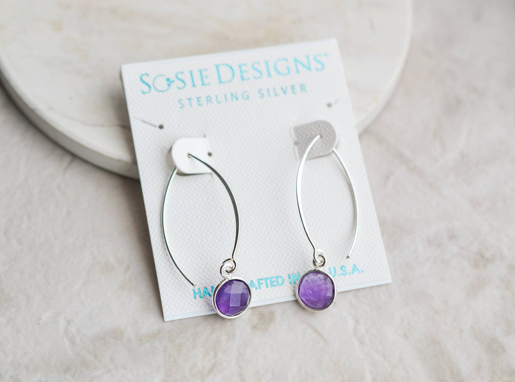 Silver Marquis Amethyst Earring