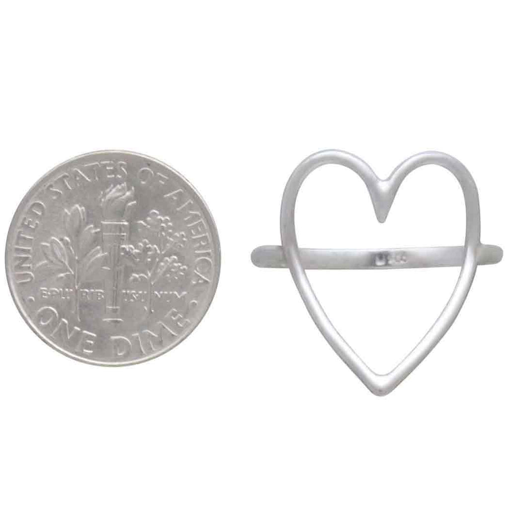 Sterling Silver Large Wire Heart Ring: 9