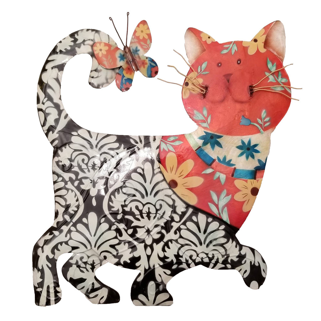 Cat Wall Decor Black And Red, Capiz & Metal, Outdoor Safe