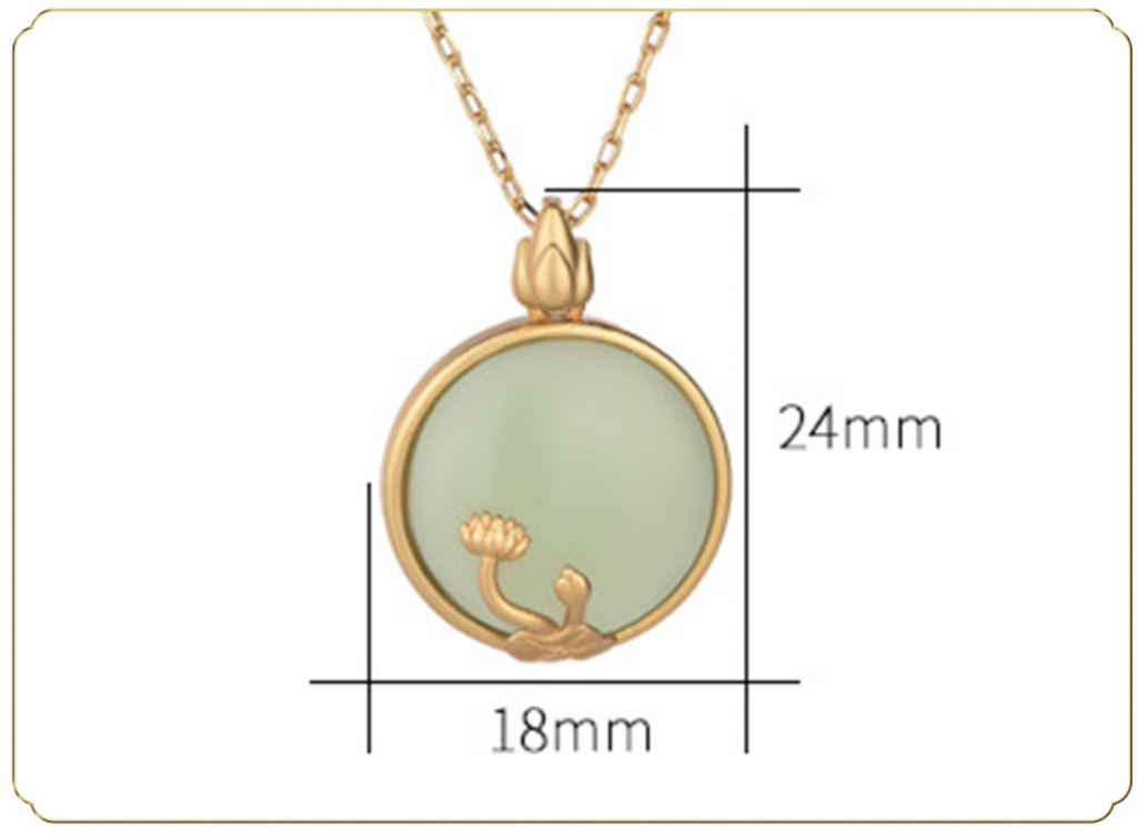 Golden Lotus on Jade Necklace