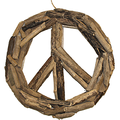 Folk Craft Wood Cut Peace Sign Lrg - KGT43