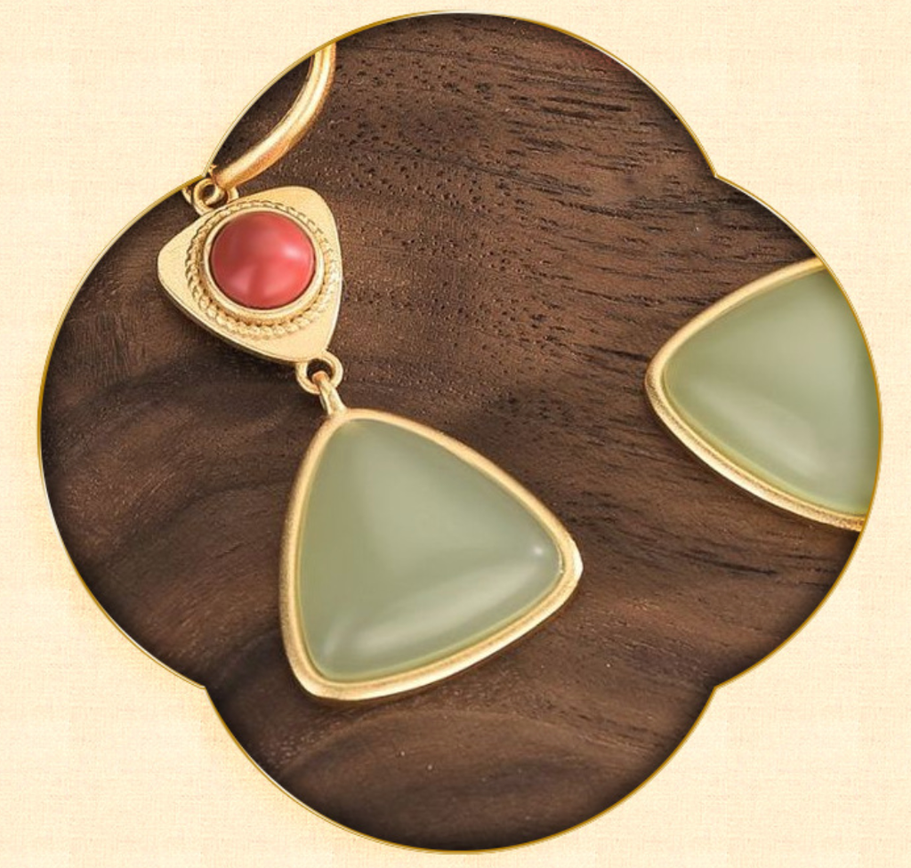 Triangle Shaped Jade Earrings