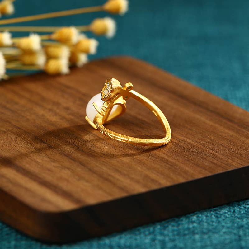 Gold Lotus Root Open Ring