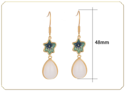 Leaves on a White Jade Stone Earrings