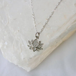 CZ Lotus Necklace: Gold