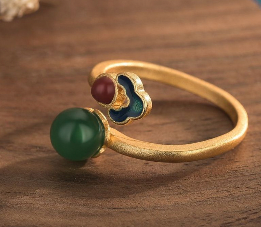 Enamel Cloud on Chalcedony Ring