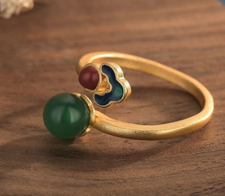 Enamel Cloud on Chalcedony Ring