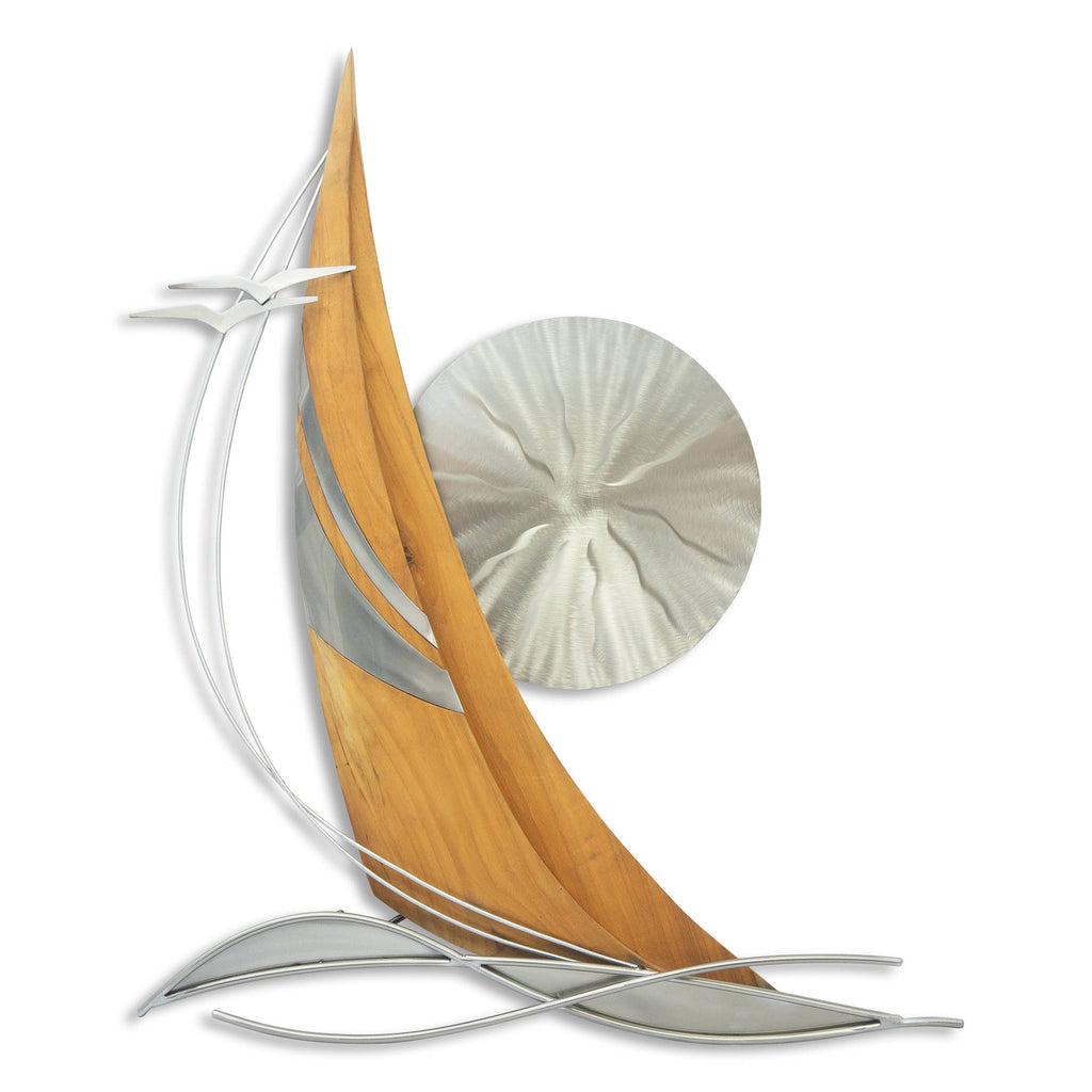 Teak Sailboat w/Sun