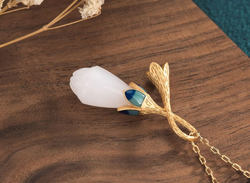 Jade Magnolia Flower Necklace