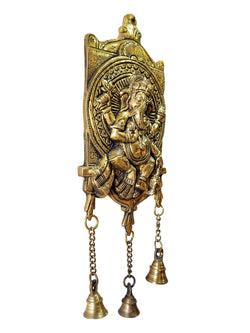 Dancing Ganesha Brass Wall Hanging: Brass / 15