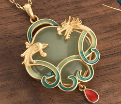 Dragon and Phoenix on Jade Necklace
