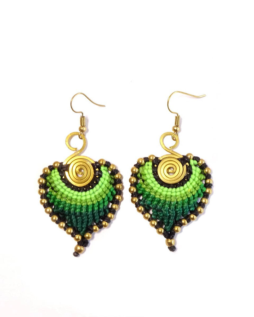 Macrame Leaf Earrings: Maroon