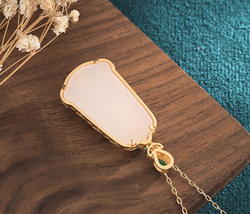 Enamel Flowers on Jade Necklace