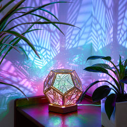 Wooden Bohemian LED Projection Table Lamp Night Light