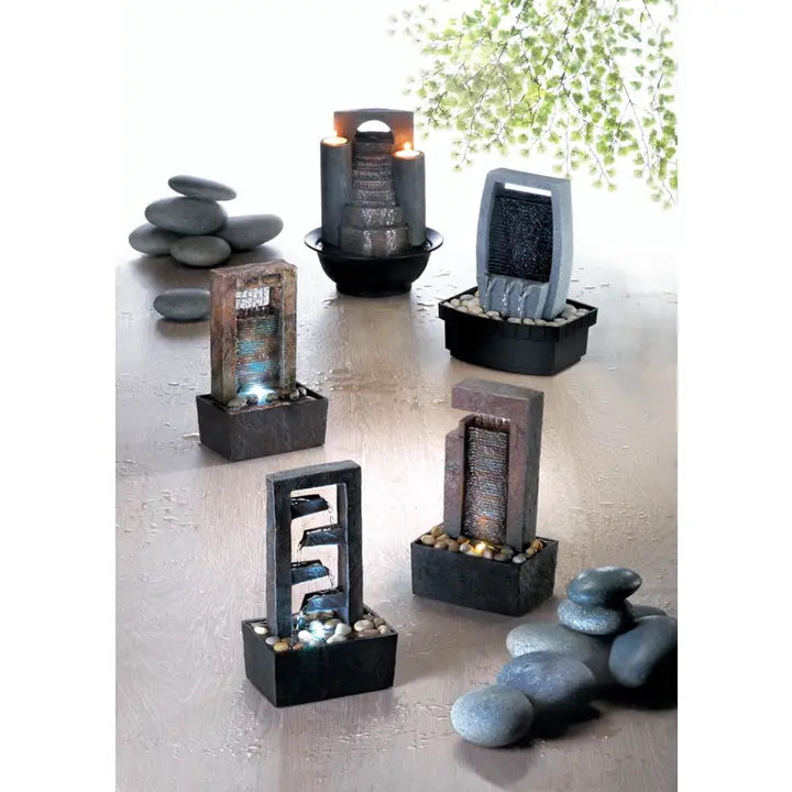 Cascading Water Tabletop Fountain Including Pump
