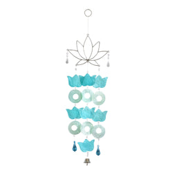 Capiz Lotus Wire Chimes, Blue Green