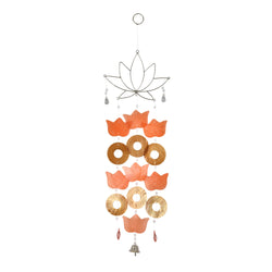 Capiz Lotus Wire Chimes, Orange