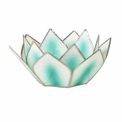 Mini Dahlia Lotus Tea Light Holder, Turquoise