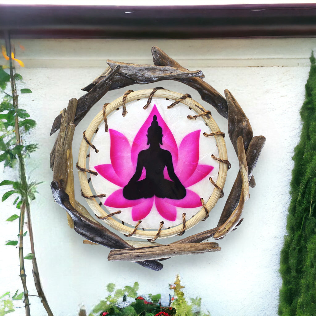 YOGA - Driftwood Rattan Capiz Laminated Wall Decor