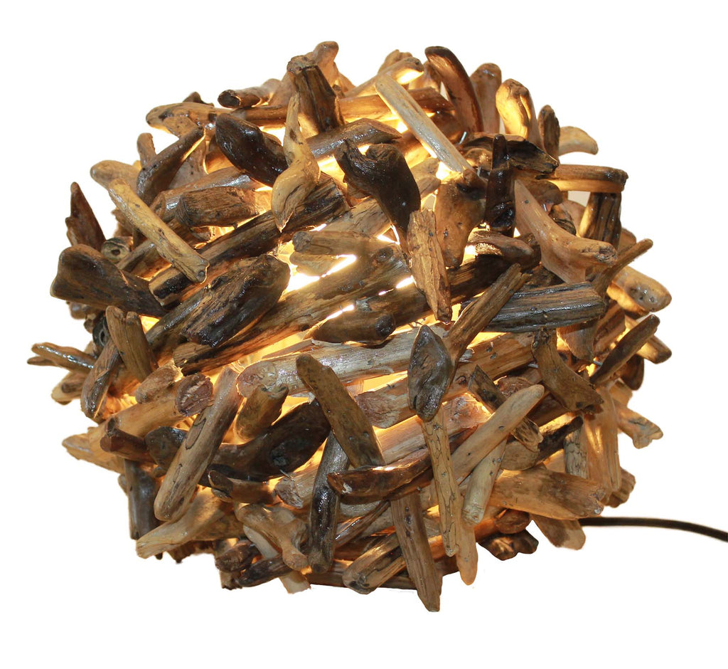 Driftwood Tabletop Ball Lamp