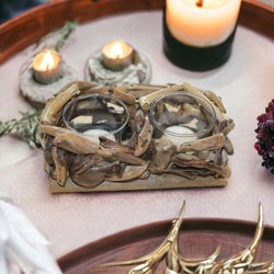 Driftwood Votive Candle Holder - DOUBLE